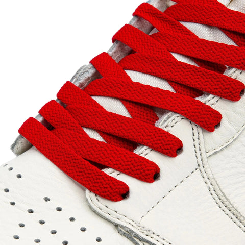 Lace Lab Red Jordan 1 Replacement Shoelaces on shoe