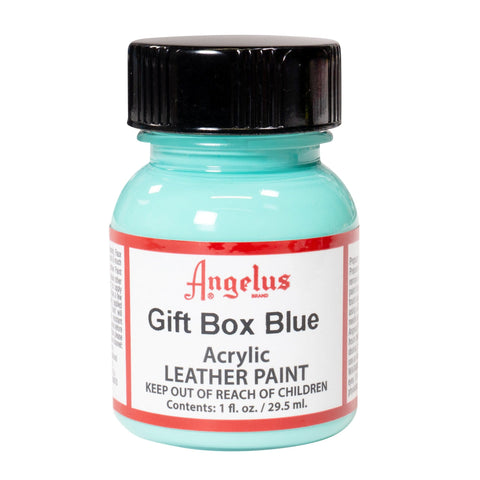 Angelus Gift Box Blue Paint is the acrylic leather paint for a Tiffany inspired colorway.