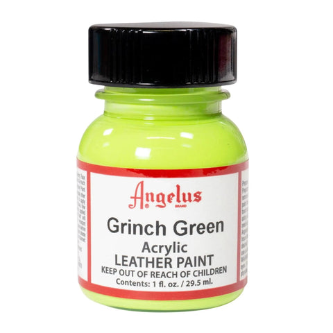 Angelus Brand's Grinch Green acrylic leather paint is perfect for custom holiday themed footwear.