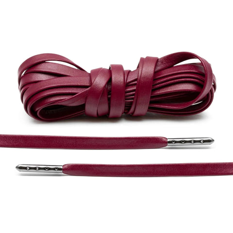 Burgundy Leather Shoe Laces - Give the luxury look to your sneakers!