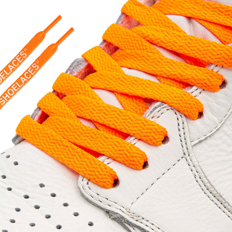 Lace Lab Neon Orange Off-White Style "SHOELACES" on shoe