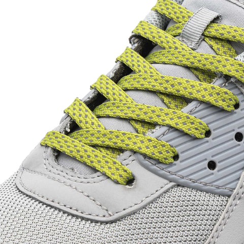 Olive - Reflective Flat Laces 2.0 on shoes