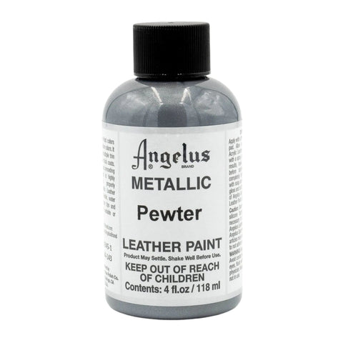 Angelus Pewter Metallic Acrylic Leather Paint - 4 oz.