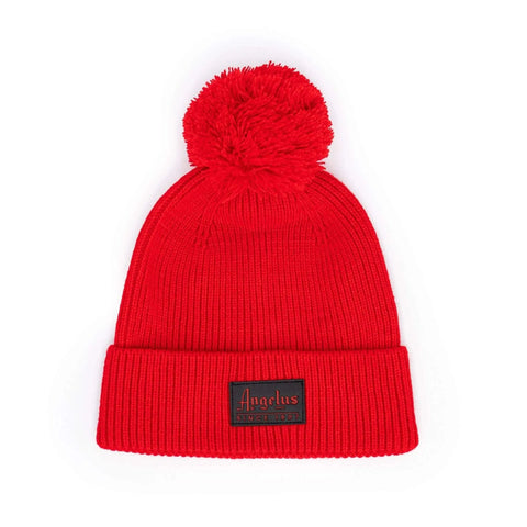 Angelus Red Pom Knit Beanie - One Size Fits Most