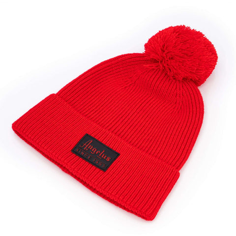 Angelus Red Pom Knit Beanie - One Size Fits Most