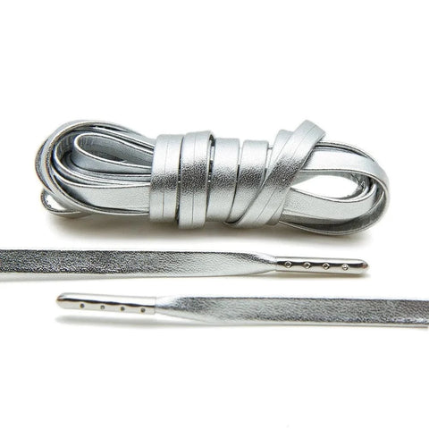 Silver Luxury Leather Laces - Silver Plated